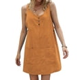 thumbnail image 4 of QAFOPEH Women Round Neck Buttons Pockets Sleeveless Solid Color Dress, 4 of 7