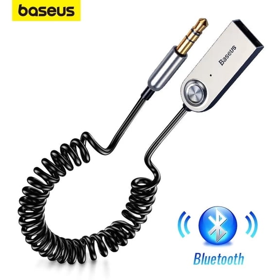 Baseus BA01 Bluetooth 5.0 AUX Adapter, USB Powered 3.5mm Jack Bluetooth Audio Receiver for Car Stereo Home Speaker Wireless Music Streaming Hands-Free Calling