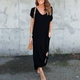 thumbnail image 4 of adviicd Robes d'Été pour Femmes Robe d'Été Imprimée Contrastée en Dentelle Col Rond Sans Manches Ligne Courte Noire,TTTG, 4 of 5
