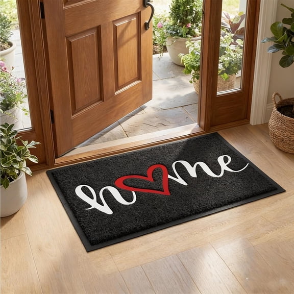 Home Welcome Doormat Non Slip Absorbent PVC Front Door Mat Durable Outdoor Indoor Entrance Rug for Home Porch Patio Entryway Decor