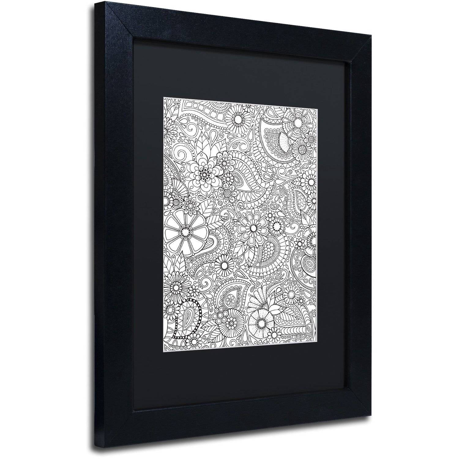 Trademark Fine Art "Paisley Blooms" Canvas Art by Hello Angel, Black Matte, Black Frame