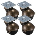 thumbnail image 3 of [4 Pack] Swivel Top Plate Hooded Ball Caster Wheels, Antique Bronze (1.5-inch No Brake), 3 of 5