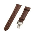 thumbnail image 2 of Leather Watch Band Butterfly Deployment Clasp Buckle Coffee 22mm, 2 of 8
