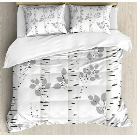 Ambesonne Birch Tree Duvet Cover Set Walmart Com