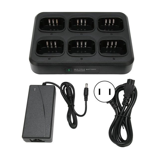 Walkie Talkie Cargador de seis vías Disipación de calor rápida Salida de 500 mA Base de cargador múltiple CA 100-240 V para enchufe estadounidense MD-380