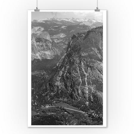 Yosemite Natl Park Map - Yosemite Nat'l Park, California - Glacier Point Short Trail View (9x12 Art Print, Wall Decor Travel Poster)