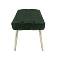thumbnail image 4 of Rorik Hunter Green/Gold Velvet Bench - Diamond Button Tufted, Metal Round Tapered Legs, 4 of 10