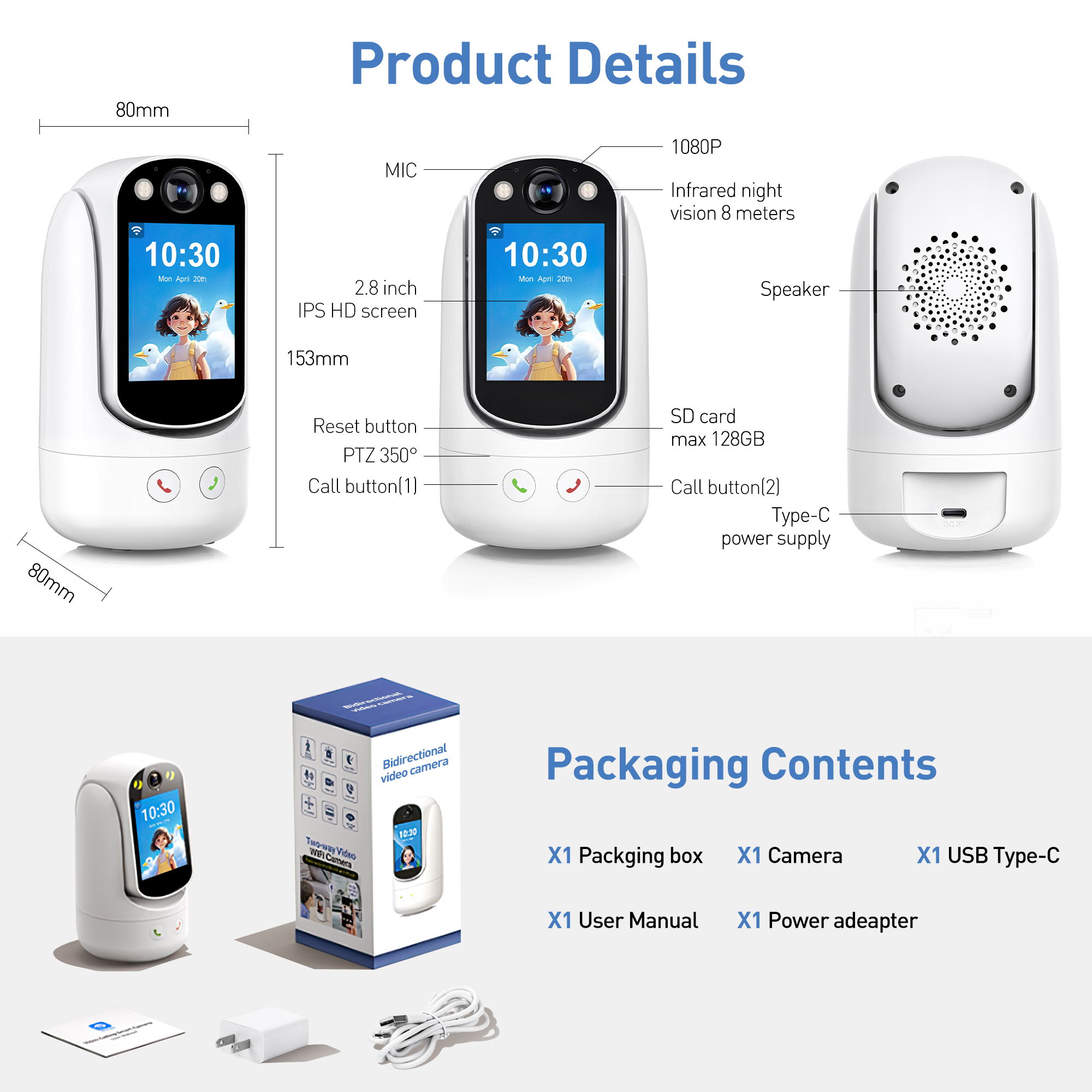GPED Baby Monitor with Two-Way Video Call, 1080P HD photo 8