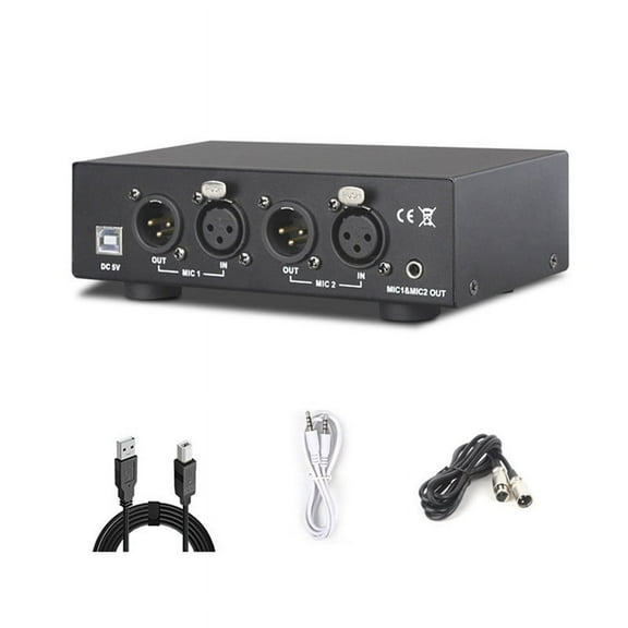 2 Channel 48V Phantom Power Supply, Universal Compact Phantom Power for Condenser Microphone Music Recording Equipment
