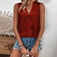 thumbnail image 2 of Ahabrexf Party Tops for Women Solid Color V Neck Sleeveless Casual Top 95% Polyester 5% Spandex 1Pc, 2 of 6