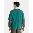 thumbnail image 3 of No Boundaries Cotton Washed Tee with Layered Long Sleeves, Men's & Big Men's, 3 of 5