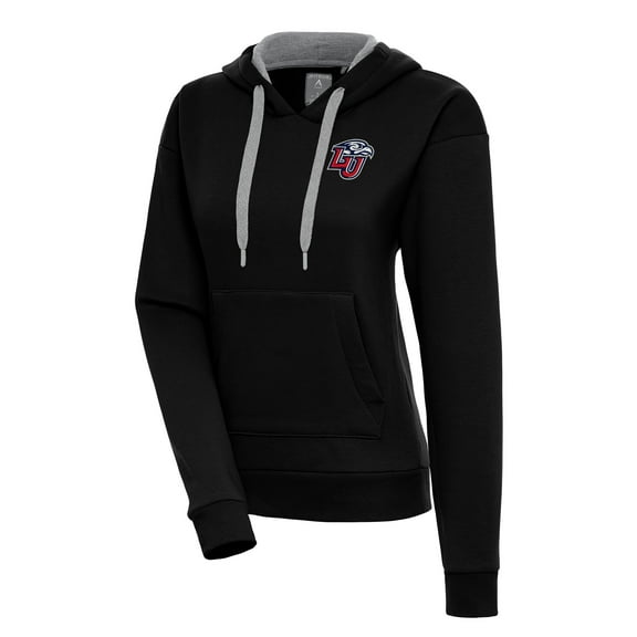 Women's Antigua Black Liberty Flames Victory Pullover Hoodie