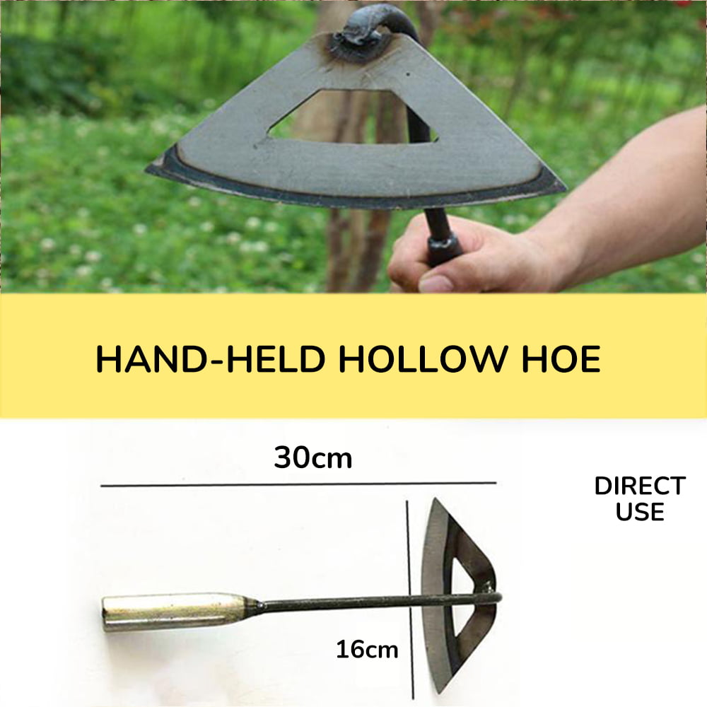 Garden Hoe Comes with Three Mini Garden Tools for Backyard Weeding Weed Hoe with Protective Gloves Accessories Planting 1 Pcs All-steel Hardened Hollow Hoe Loosening Hollow Hoe for Gardening 