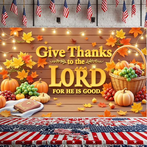 Decorative Design Thanksgiving Banner Autumn Harvest Inspirational Sign for Fall Celebration Home Decoration Family Gathering Church Event