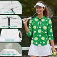 thumbnail image 6 of Uorisanigo Golf Daisy Women's Golf Shirt Relaxed Comfortable Quick Dry Athletic Polo Shirts 3/4 Roll Sleeve Breathable Polyester Spandex Fabric Womens Zipper Neck Workout Tops, 6 of 7