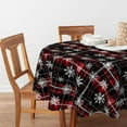 thumbnail image 2 of Christmas Tablecloth 60×60 Inch Round, Black Red Plaid White Snow Washable Table Cover for Party Picnic Dinner Decor, 2 of 6