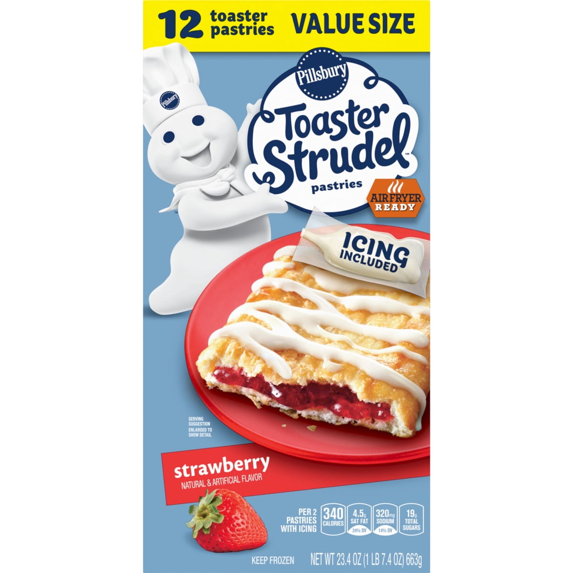 Pillsbury Frozen Toaster Strudel Pastries, Strawberry, 12 Ct, 23.4 oz