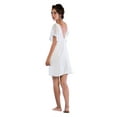 thumbnail image 3 of Women's Sleepwear Lightweight Super Soft Bamboo Short Sleeve V Neck Chiffon Detail Nightgown - Made in Turkey (Medium, Ivory), 3 of 3