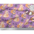 thumbnail image 3 of Soimoi Purple Cotton Poplin Fabric Cat & Fox Kids Printed Fabric 1 Yard 56 Inch Wide, 3 of 3