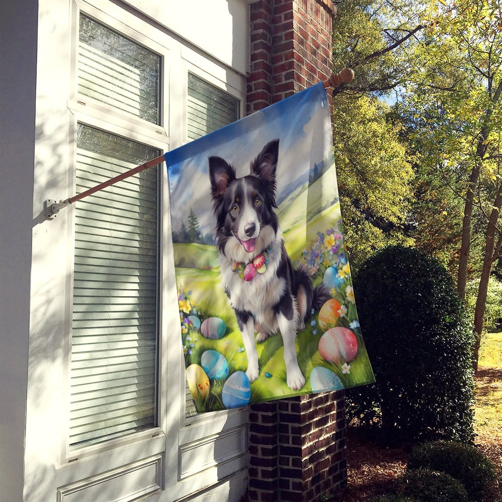 Border Collie Easter Egg Hunt House Flag 28 in x 40 in