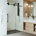 thumbnail image 3 of Dreamwerks 60 in. W x 79 in. H, 10mm. Thick Frameless Shower Door with Sliding Double Rollers, Clear Tempered Glass, Matte Black, 3 of 10