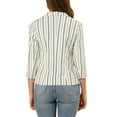 thumbnail image 4 of INSPIRE CHIC Women's Striped Blazer  3/4 Sleeves Casual Open Front Notched Lapel Blazer L White, 4 of 9