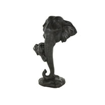 10" x 17" Black Polystone Mom and Baby Elephant Sculpture, by DecMode