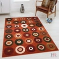 thumbnail image 1 of Handcraft Rugs - Red Rust, Beige, Chocolate, Sage Green, Modern Circle Geometric Pattern Area Rug (Approximately 5 by 7), 1 of 6