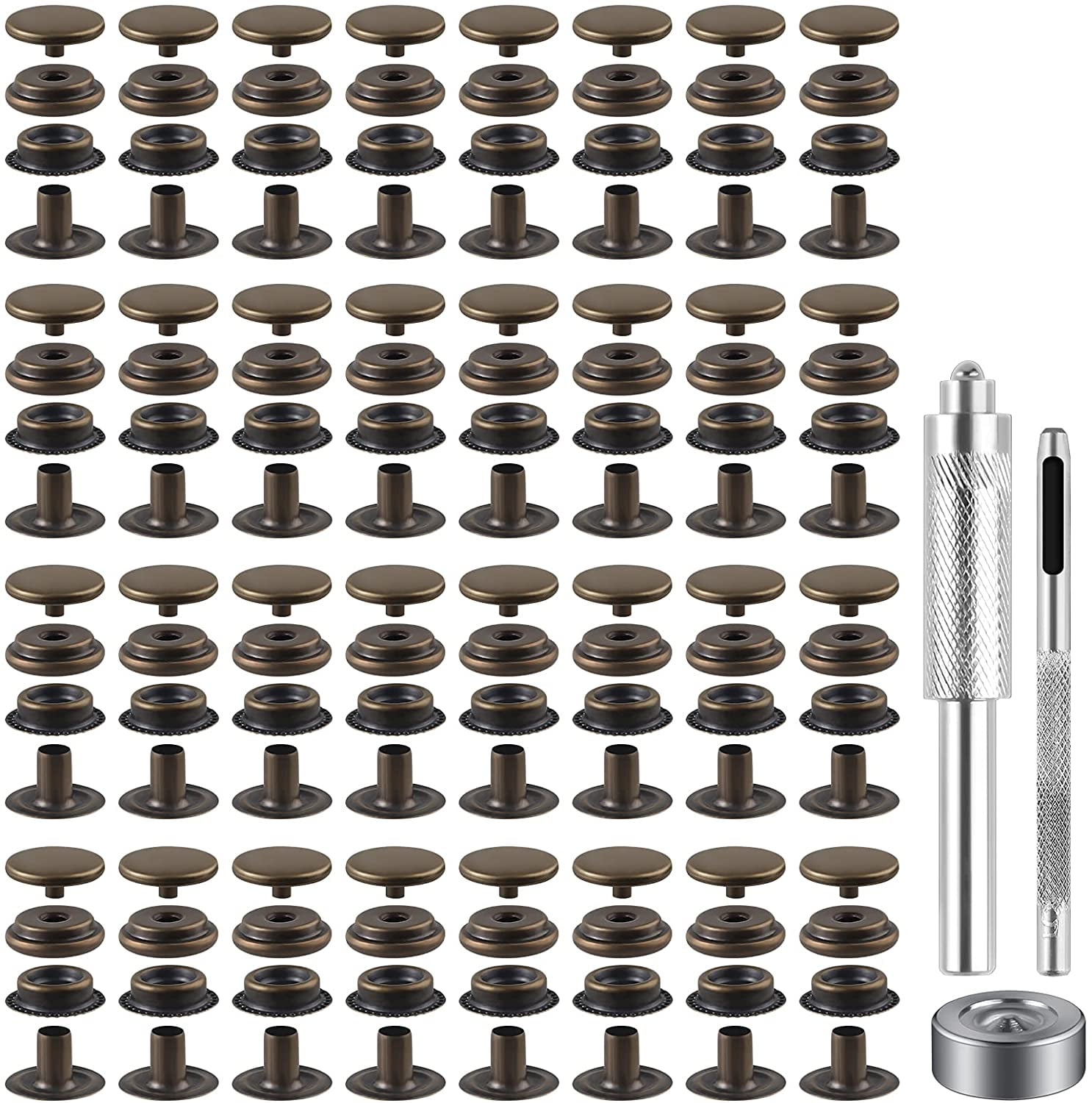 128 Pieces (32 sets) 15MM Snap Fastener Kit Tool Snap Button kit Snaps for Leather Leather Snaps