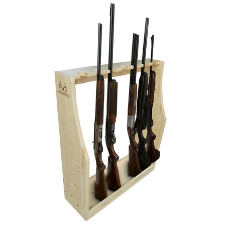 Realtree Solid Pine 7 Gun Floor Storage Rack - Heavy Duty Construction