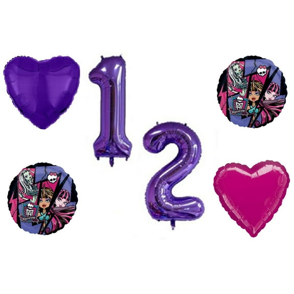 Monster High 12th Birthday Party 5 Piece Mylar Balloons Bouquet Supplies