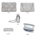 thumbnail image 4 of Bolso de noche BBTT.ful con correa de cadena de flores y diamantes de imitación plateados, 4 of 6