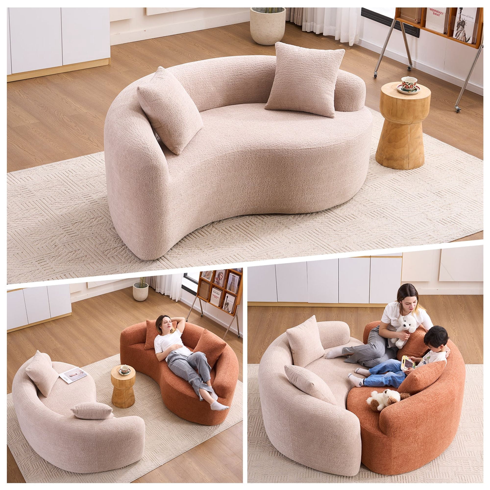 Sailvan S-Curved Chenille Sofa Loveseat, Dual-Depth, No Assembly, Compact for Small Spaces