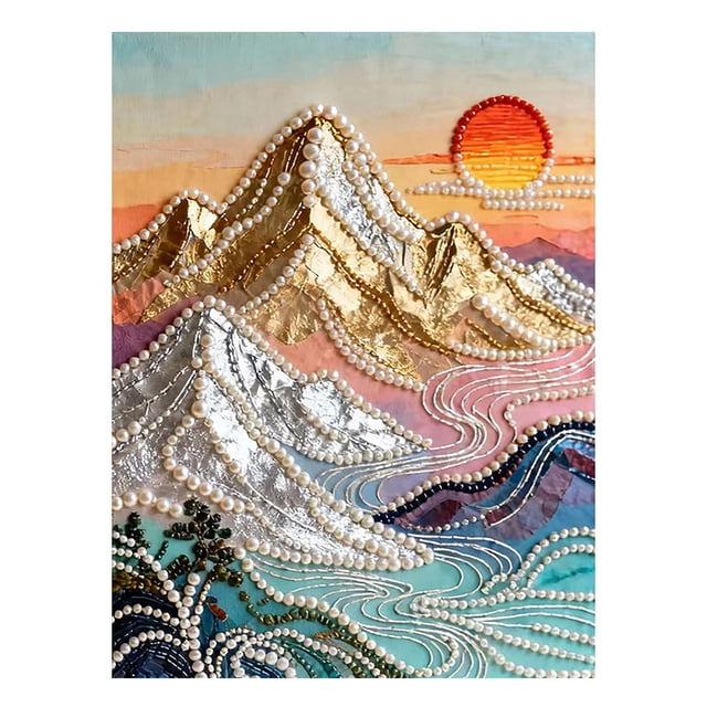 HaoXun DIY Pearl Diamond Decorative Painting Kit - Handmade Textured Bead Art Set for Beginner Home Wall Decor, All-Inclusive Material Pack