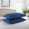 thumbnail image 3 of Marcielo Juego de 2 fundas de almohada bordadas de microfibra decorativas King Size (azul marino), 3 of 5