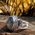 thumbnail image 5 of Hammered Sterling Silver Labradorite Ring: Natural Gemstone, Cocktail Style, 5 of 10