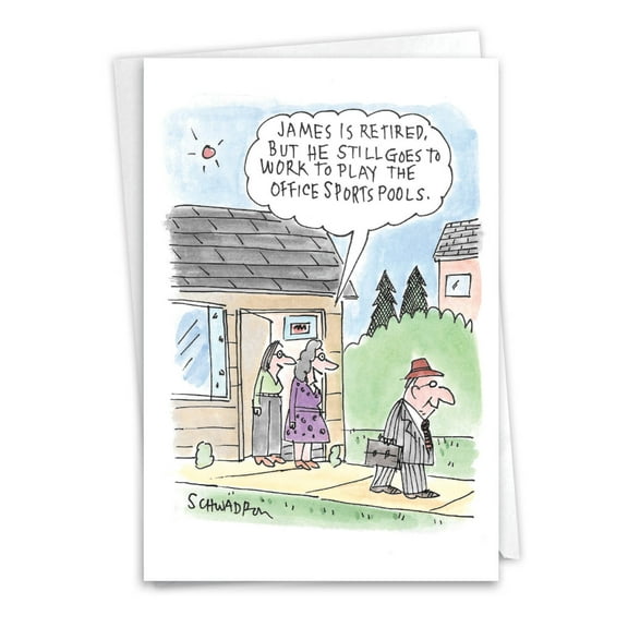 1 Funny Retirement Card with Envelope - Office Sports Pool C3654RTG