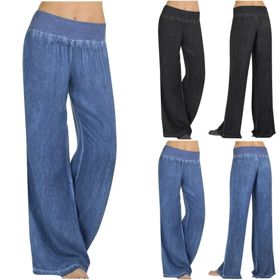 Utoimkio Wide Leg Dress Pants for Women High Waisted Pull On Casual Lounge Pants Elastic Waist Dressy Trousers for Women