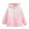 thumbnail image 2 of UQJfacai Kids Rain Jacket Heart Print Waterproof Fleece Lined Hooded Windbreaker with Pockets Trendy Fall Winter Lightweight Outdoor Raincoats for Boys Girls 4-15 Years, 2 of 8