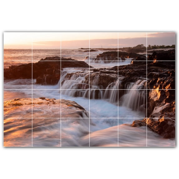 Picture-Tiles.com: Beach Ceramic Tile Wall Mural WAL500057-64L. 48"W x 32"H using (24) 8" x 8" Ceramic Tiles-Satin Finish