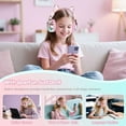 thumbnail image 5 of QearFun Kids Cat Ear Headphones with USB C for Girls with Microphone, 85/94dB Safe Volume Limiter, Tangle-Free Cord, Share Port, Foldable Sparkly Wired Headset for School, Travel, Tablet,Pink, 5 of 6