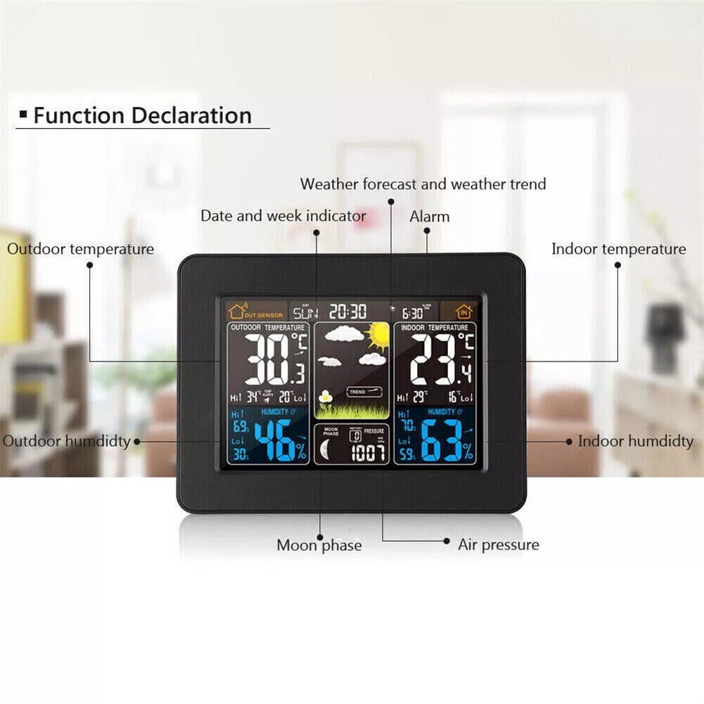 NefLaca Digital Weather Forecast Station, TSV Wireless Weather Station Digital Indoor/Outdoor Thermometer & Hygrometer,Calendar Weather Forecaster with LCD Display