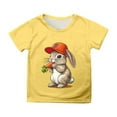 thumbnail image 1 of MIASHUI T-Shirt Joyeuses Pâques Garçons Filles Lapin Graphique Imprimé Tee Manches Courtes Décontracté, Jaune, 8-9 Ans, 1 of 4