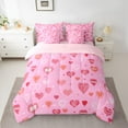 thumbnail image 2 of Manfei Cartoon Loves Pattern 7-Piece Bedding Comforter Set,Girl Heart Print King Bedding Sets,Dreamy Pink Bed Sheets For Kids,Microfiber Bedroom Decor Reversible, 2 of 8