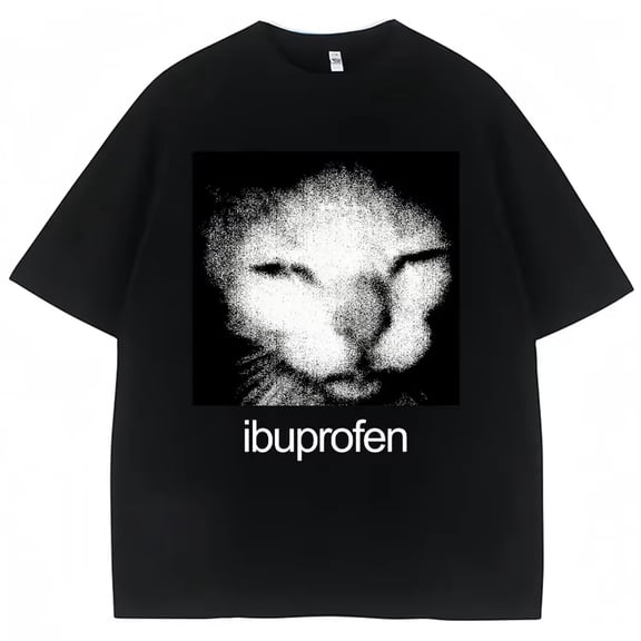 2026 Vintage Funny Ibuprofen Cat Meme Graphic T Shirt Men Women Humor Fashion T Shirts Oversized Casual Streetwear T-shirts