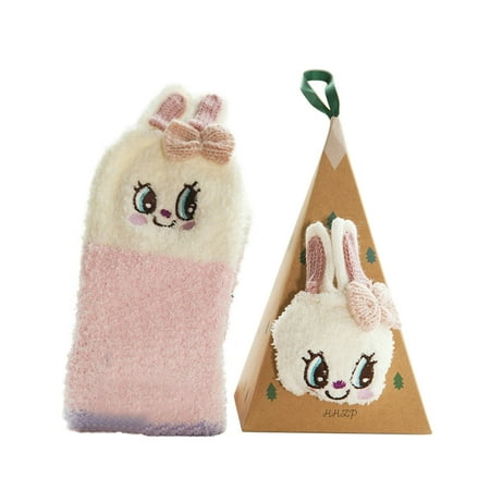 

Coral Fleece Socks Cartoon Animals Socks Winter for Men Women (Rabbit)
