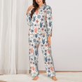 thumbnail image 2 of KLL Starfish Shell Print Women's Long Sleeve Pajamas with Pants Sleepwear Loungewear 2 Set-Small, 2 of 7