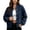Navy, variant on Ghalytn Women's Teddy Fleece Varsity Jacket, Button-Front Cropped Baseball Collar Coat with Ribbed Cuffs and Pockets