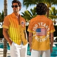 thumbnail image 3 of Psesaysky American 250 Years of Freedom Mens Shorts Sleeve Shirt &Womens Sleeveless Flowy Tunic Dress Couples Orange Matching Hawaiian Luau Outfit His and Her Topical Shirts and Dresses, 3 of 7