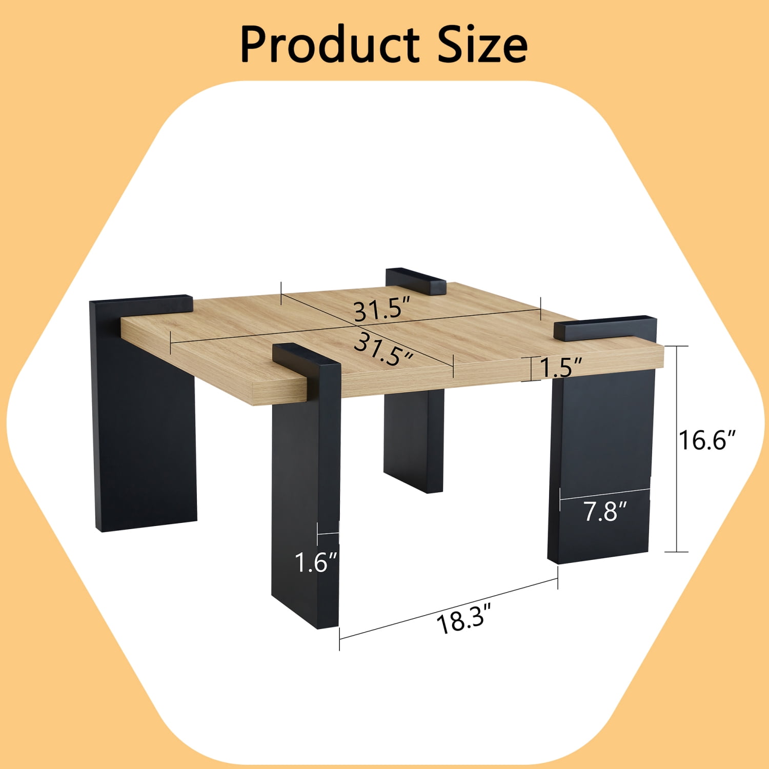 Natural Wood-Colored MDF Coffee Table for Modern Minimalist Living Rooms and Leisure Areas